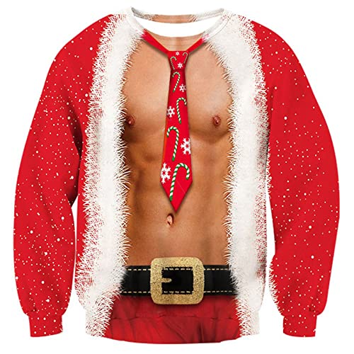 Freshhoodies Unisex 3D Hombre Cofre Impreso Feo Navidad Suéter Jumper Cuello Redondo Manga Larga Jersey Sweatshirt Sudaderas Sin Capucha S Cover