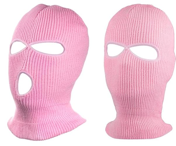 SUNTRADE 2 Hole + 3 Hole Face Mask Winter Beanie Ski Snowboard Hat Cap Wear Stylish Balaclava - Pink