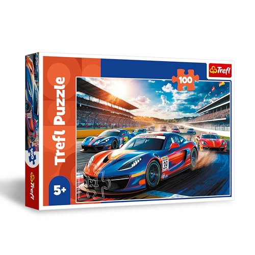 Trefl – Fast Racing Car - 100 Piece Puzzle - Jigsaw Puzzle with Vehicles, Creative Entertainment, Fun for Children Aged 5 and Older