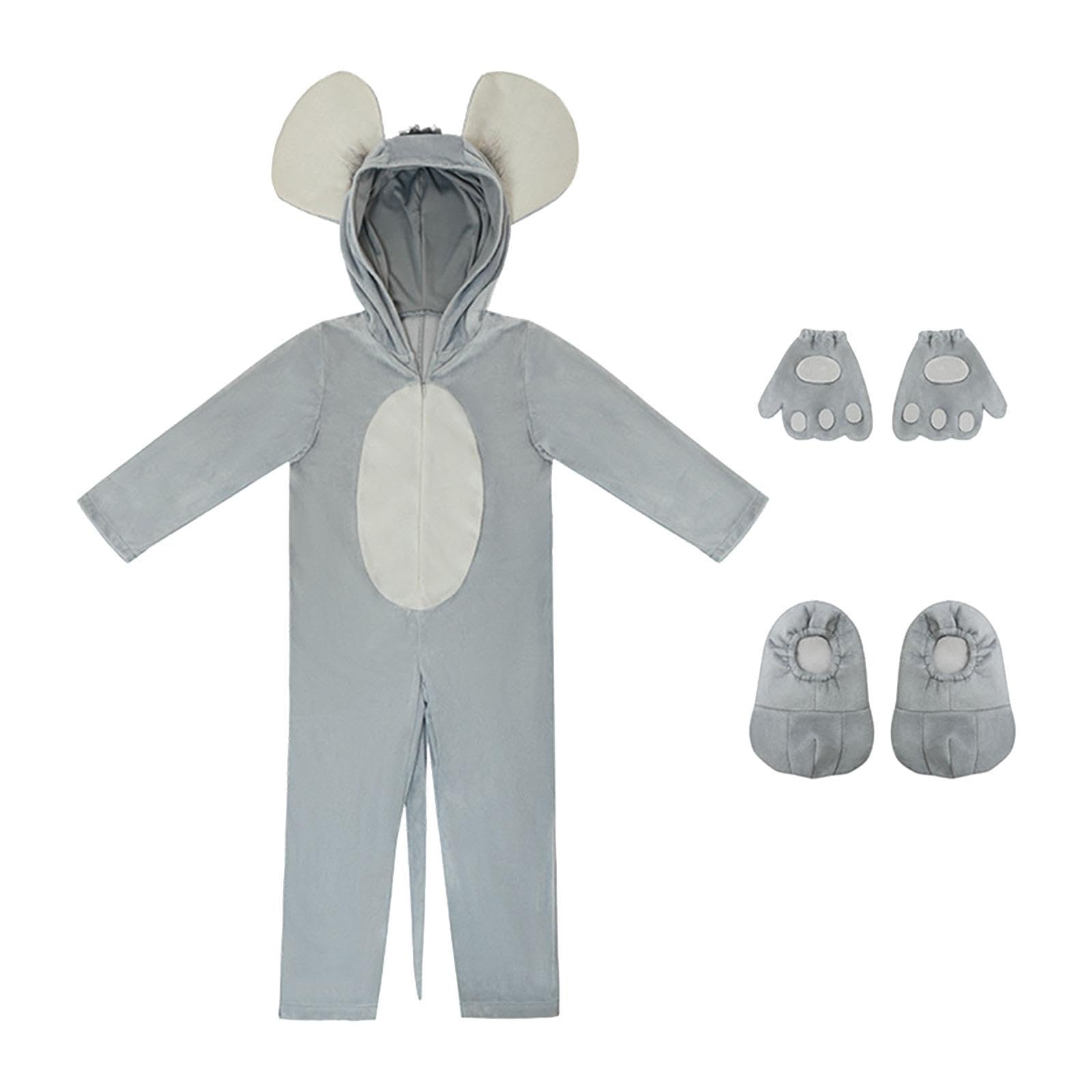 Costume da Topo per Bambini, Pigiama con Cappuccio, Tuta per Festival, Halloween, Vacanze, XL