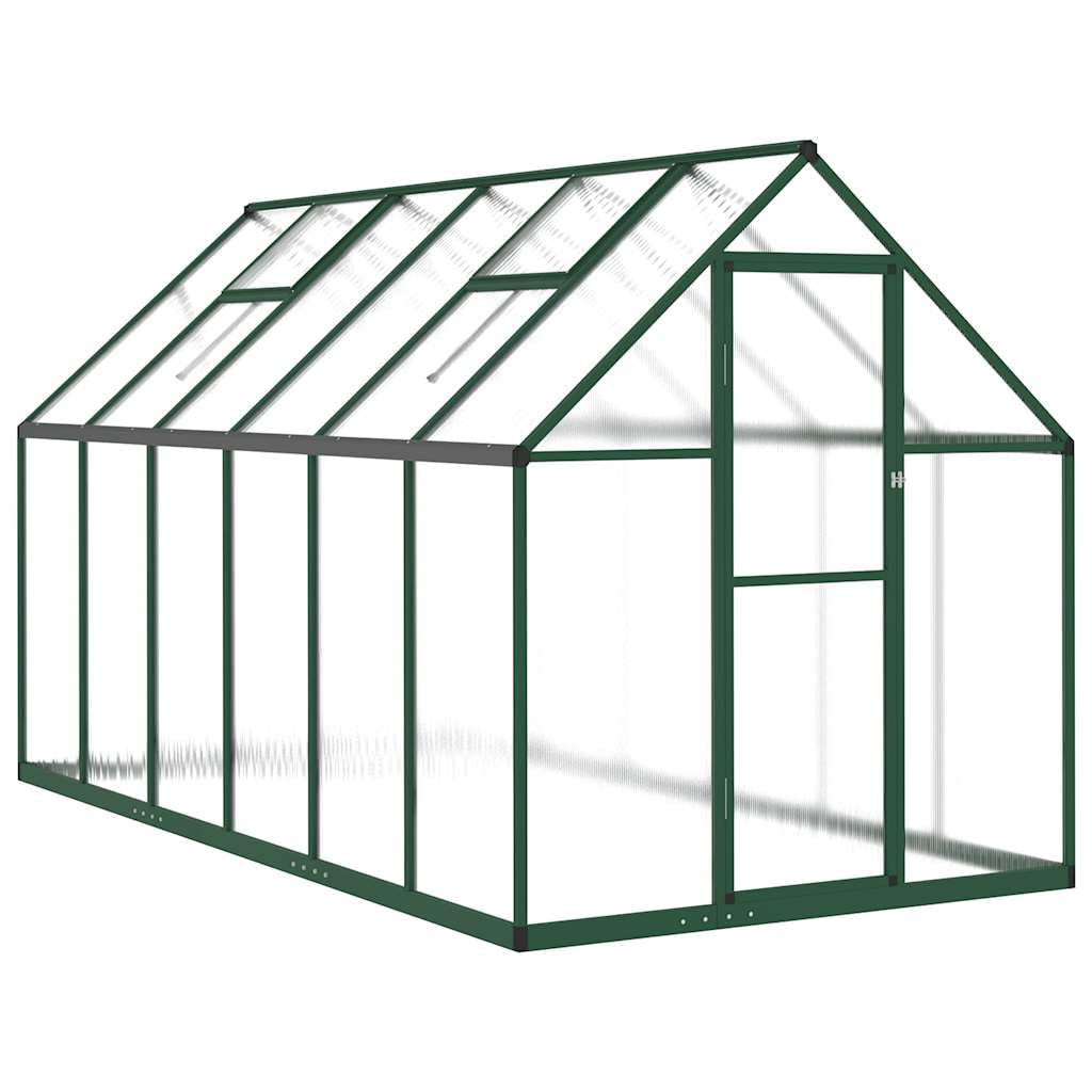 Artikelgewächshaus mit Fundamentrahmen grün 334x169x195cm Aluminium Rasen & Garten Gartenarbeit Gewächshäuser