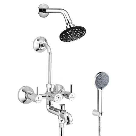 Enicet Brass Wallmixer with overhead shower and handshower (Wallmixer with Shower & Handshower (Medium))
