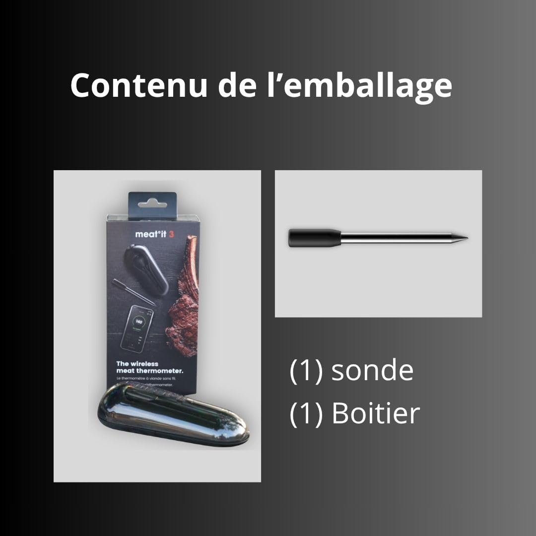 Orka Meat It 3 | Thermomètre à Viande Intelligent Sans Fil - Bluetooth - 3 Capteurs de Température - Pour Barbecue, Four, Gril, Sous Vide, Fumoir (Jusqu'à 100 m de Portée)