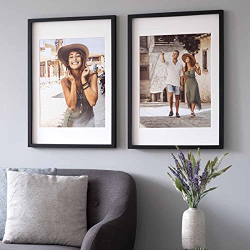 PHOTOLINI 2er Set 3D-Bilderrahmen Objektrahmen 50x70 cm 3D-Rahmen Schwarz Modern Tief MDF-Rahmen mit Passepartout u… – Bild 3