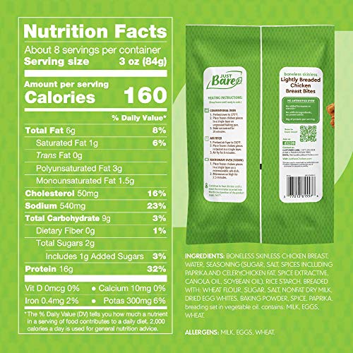 Just Bare ® Chicken Lightly Breaded Breast Bites Fully Cooked 16 G Protein Frozen 1.50 Lb thumb #1