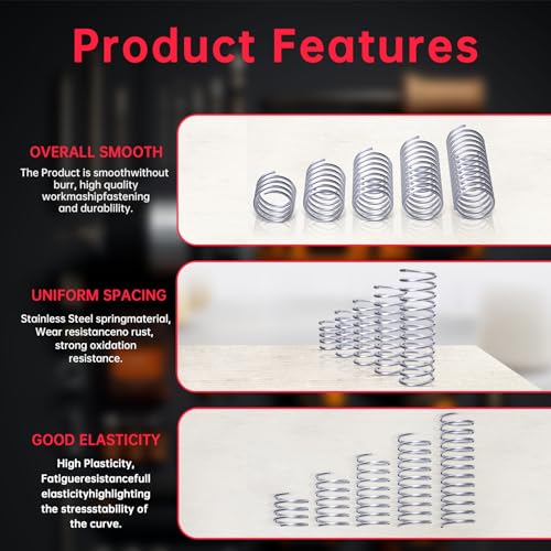 Beesini BEESINI-COMPRESSION SPRING-30 280 Pcs Springs, 30 Sizes Compression Springs, Spring Assortment Kit, Stainless Steel Mechanical Springs thumb #3