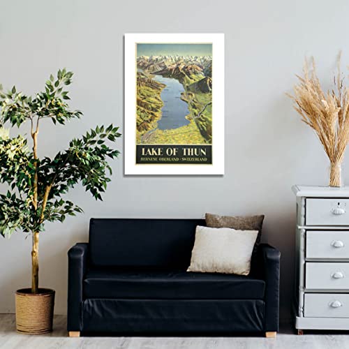 Affiche lac de Thun Suisse cadeau idéal grand format avec cadre