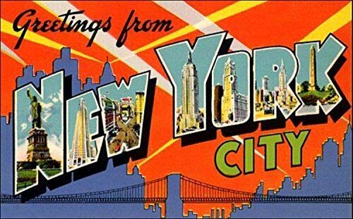 JR Studio 3x5 inch Greetings from New York City Sticker (Vinyl, Retro, Waterproof) - Black, White, Red - For Walls, Vehicles, & Smooth Surfaces