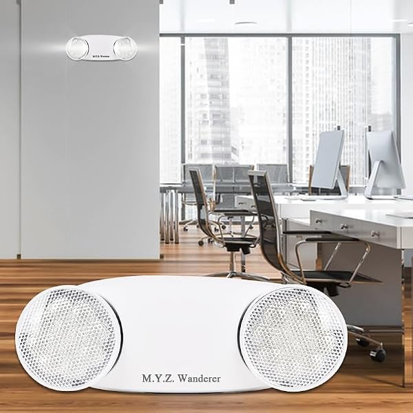 LED Emergency Lights with Battery Backup,120/277V Two Head Adjustable Commercial Emergency Lighting, for Exit Sign, Power Outage Failure Safety in Business, Building, Staircase, Basement by M.Y.Z. Wanderer - Used condition - Image 8