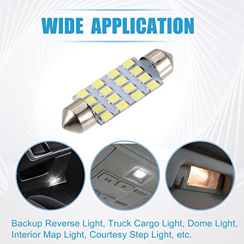 A Absopro 211 212 2835 Chipset 16-Smd 6000K 41Mm Car Led Bulb Interior Festoon Door Dome Map Trunk Cargo Courtesy Glove Box Light Bulbs Plastic Aluminum White Light (Set Of 10) #TOP1