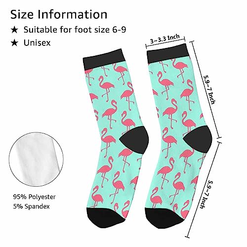 Image of Crew Socks for Woman Size 6-8 Tropical Wildlife Bright Teal Girls Socks
