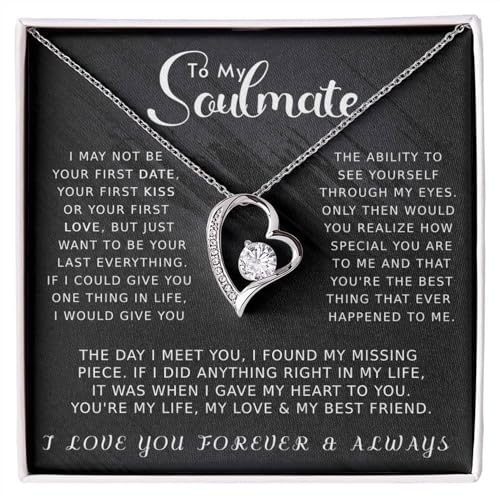 To My Soulmate & Anniversary Necklace For Her - Wife's Birthday Gift Idea