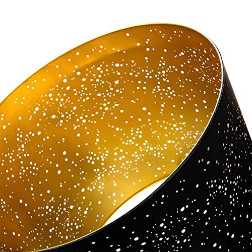 Alucset 12 X 14 X 10" Starry Sky Etched Metal Drum Lamp Shade With Spider Frame For Table And Floor Lamps With Harp Support, Black & Gold (2 Pack) #TOP6