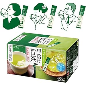 AGF(エージーエフ) 新茶人 早溶け旨茶 宇治抹茶入り上煎茶 スティック 100本 【 お茶 スティック 】【 粉末緑茶 】【 ティーバッグ不要 】 0.8グラム (x 100)" 