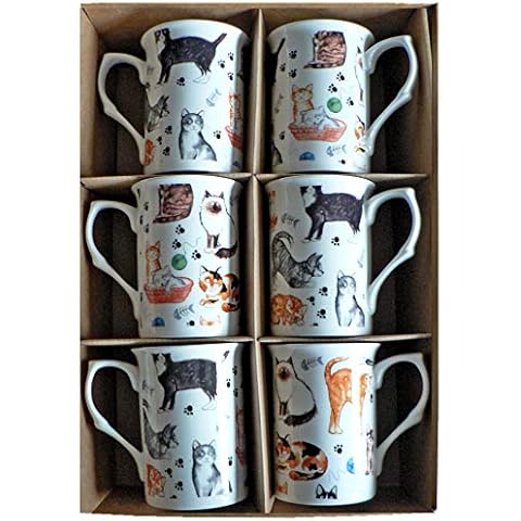 Gift Boxed Set of 6 Cat Mugs Cover