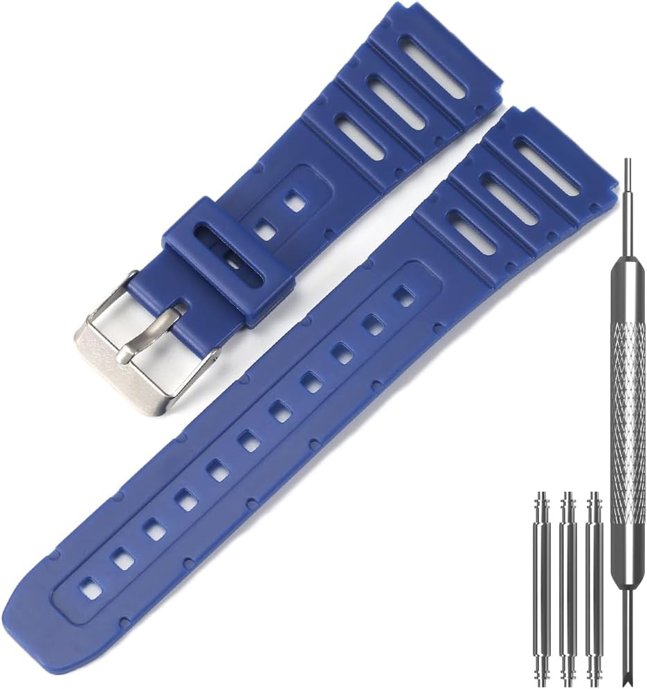 CA53W Replacement Watch Band Compatible with Casio 71604130 CA-53W CA-61W FT-100W W-520U W-720 W-720G Resin Strap Men's Waterproof Sport Watch Accessories