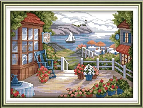 Kit de broderie fleurs sur le balcon pour décoration intérieure de salon