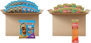 Kellogg's SCOOBY-DOO! Baked Graham Cracker Snacks, Made with Whole Grain, Kids Snacks, Cinnamon (40 Pouches) + Keebler Sandwich Crackers, Single Serve Snack Crackers, Variety Pack (45 Packs)