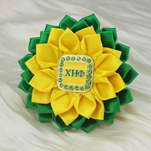 Image of Greek Chi Eta Flower Corsage for Women Sorority Chi Brooch Pin 1932 Sorority Gift Crystal Paraphernalia Jewelry for Soror Sisterhood Gift