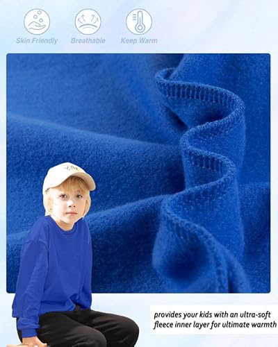 Jiahong Kids Crewneck Sweatshirts Fleece Soft Sweatshirt Long Sleeve Pullover Winter Boys Or Girls 3-12 Years Blue L #TOP3