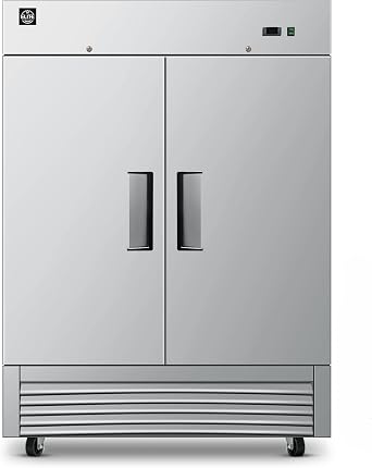 Commercial Reach in Freezer, ETL 2-Doors 2 Section, 54" W 43 cu. ft. Upright Solid Stainless Steel, Bottom Mounted, Restaurant Kitchen Home Bar Shop -8F
