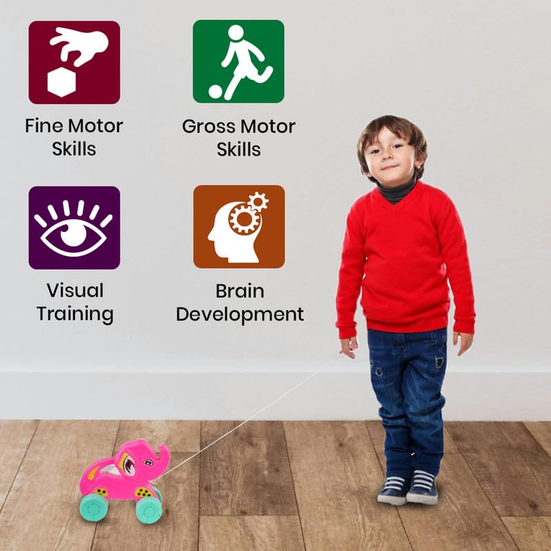 Image of Asian Portable Plastic Pull Along Sultan Elephant for Kids 1 Peace (Multicolor)