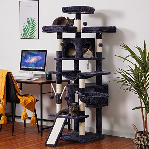 Hey-brother Árvore de gato, torre grande de 180 cm GG para gatos internos, casa de gato de vários ní