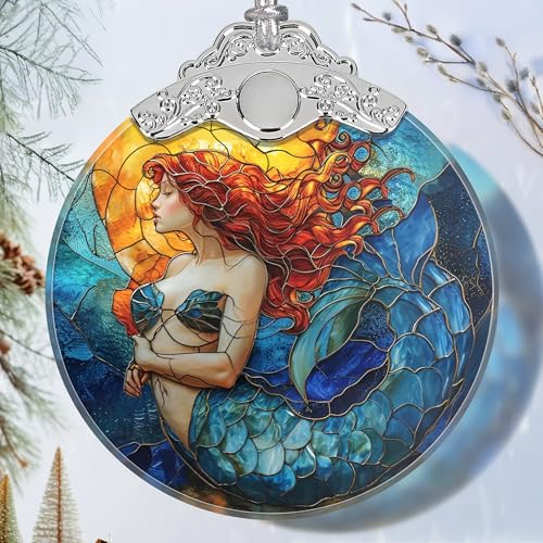 Stained Glass Mermaid Christmas Ornament - Home Decor Tree Ornament Idea