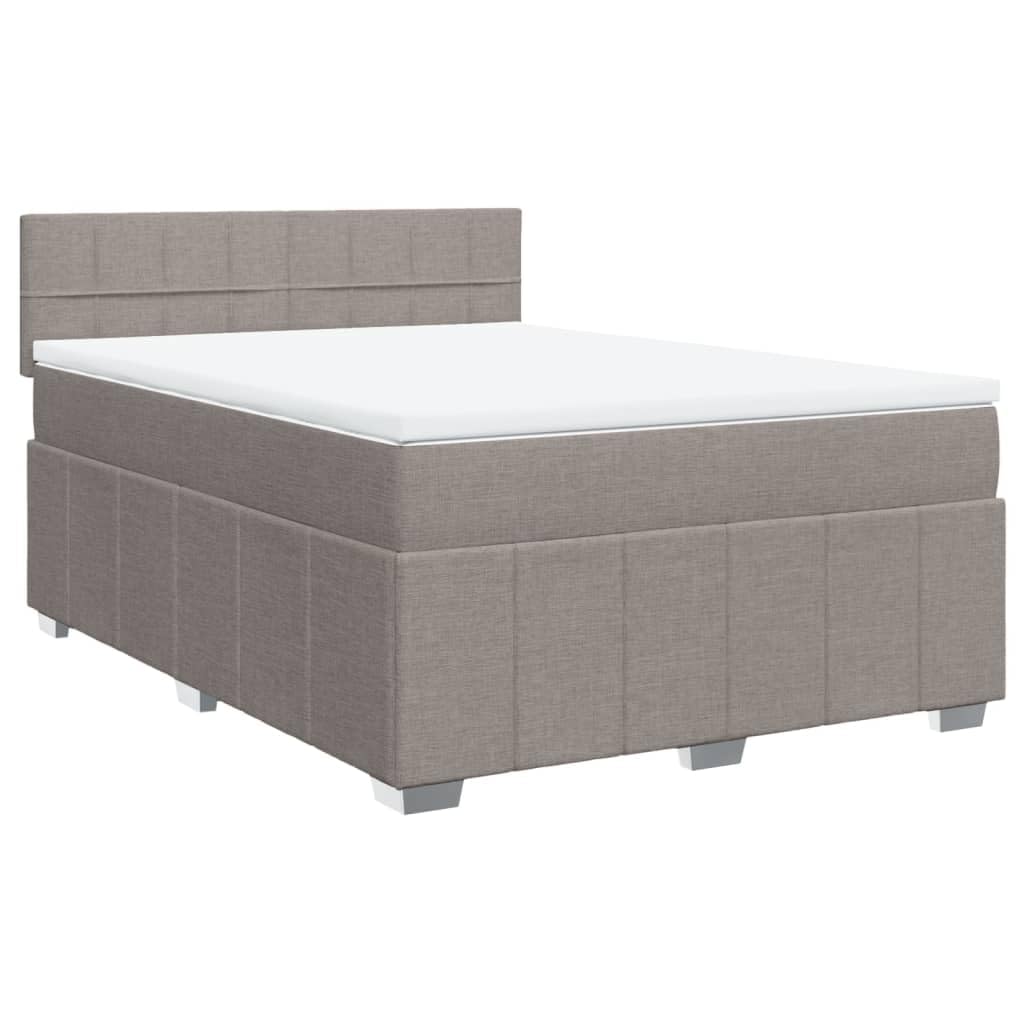Cama con somier con colchón de muelles ensacados, color topo, 160 x 200 cm, altura regulable, cómodo cubrecolchón, tejido de poliéster transpirable