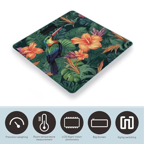 Báscula digital para baño con diseño de plantas y aves miniatura 3