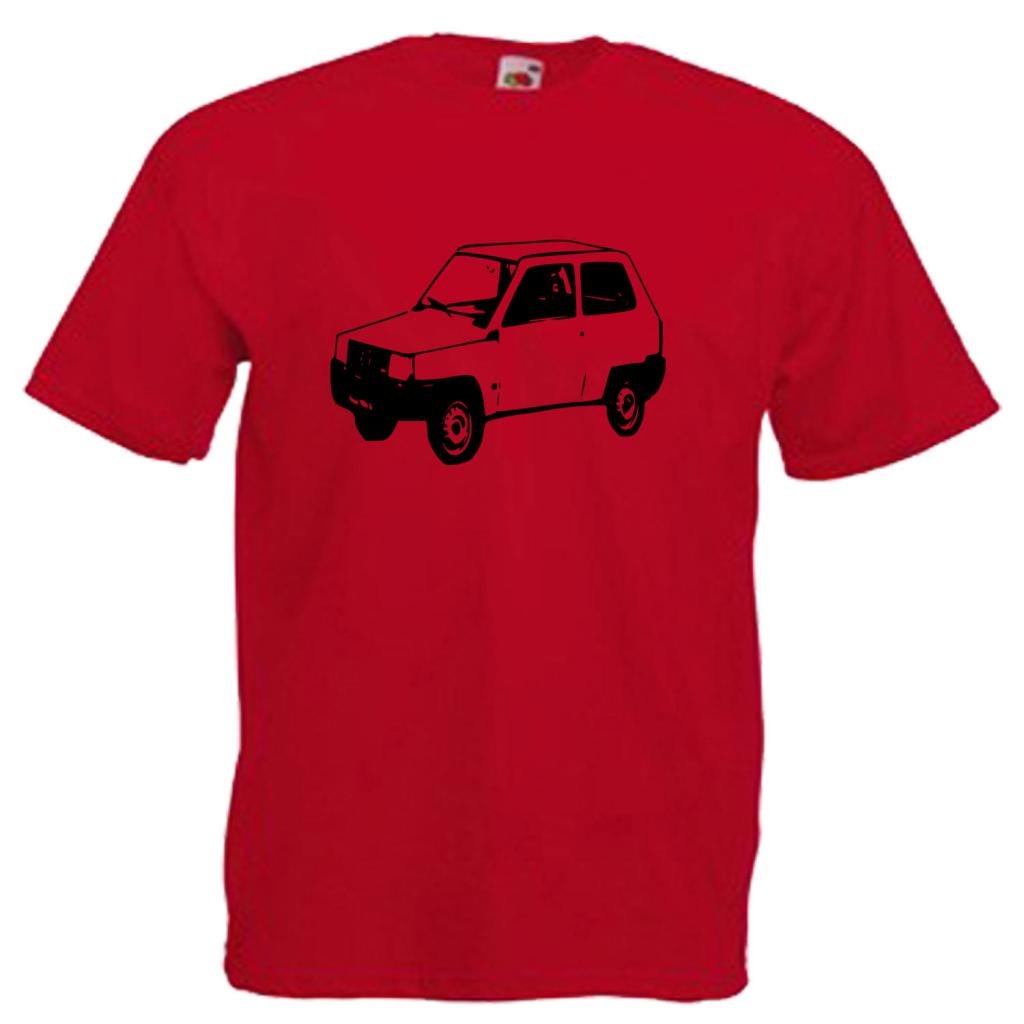Shaniztoons Men's Red Fiat Panda T Shirt Small