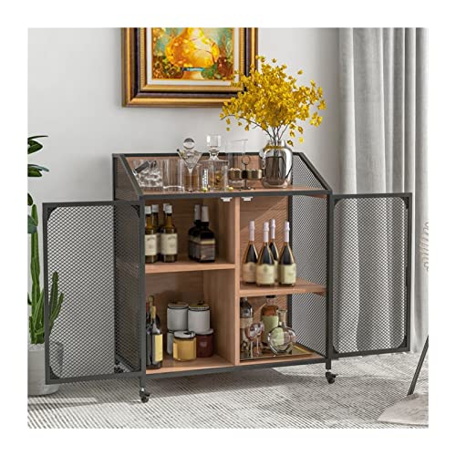 Credenza Soggiorno Credenza con doppia anta in rete metallica con ruota universale, diverse dimensioni di spazio, carrello da cucina, credenza dal design industriale, sala da pranzo Mobile Credenza(Co