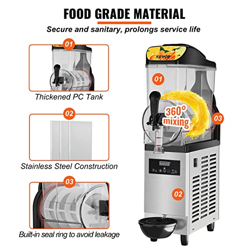 Foto von VEVOR Kommerzielle Slushy-Maschine, 12 L Einzelschüssel, 25 Tassen Margarita-Maschine, 500 W Edelstahl Margarita Smoothie, Frozen Drink Maker, Slushie-Maschine für Party, Café, Restaurants, Bars usw.
