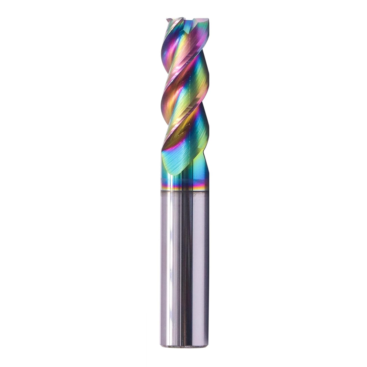 Solid Carbide End Mill - DLC Coated, 3 Flute, 45° Helix, 3/8" Cutting Diameter, 3/8" Shank Diameter, 1" Length of Cut, 2-1/2" Overall Length for Milling Aluminum and Copper, Square End
