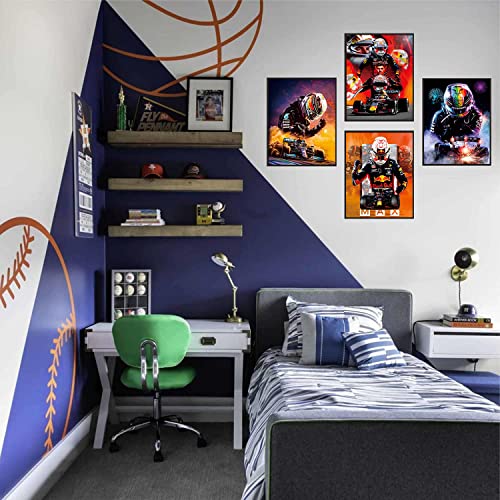 F1 Cars Poster Wall Art,Formula Racing Poster, Set Of 6 Racing Poster Wall Art Prints For Boys Room Supercar Decor Pictures Prints On Canvas Unframed, 8 X 10 Inch #TOP4