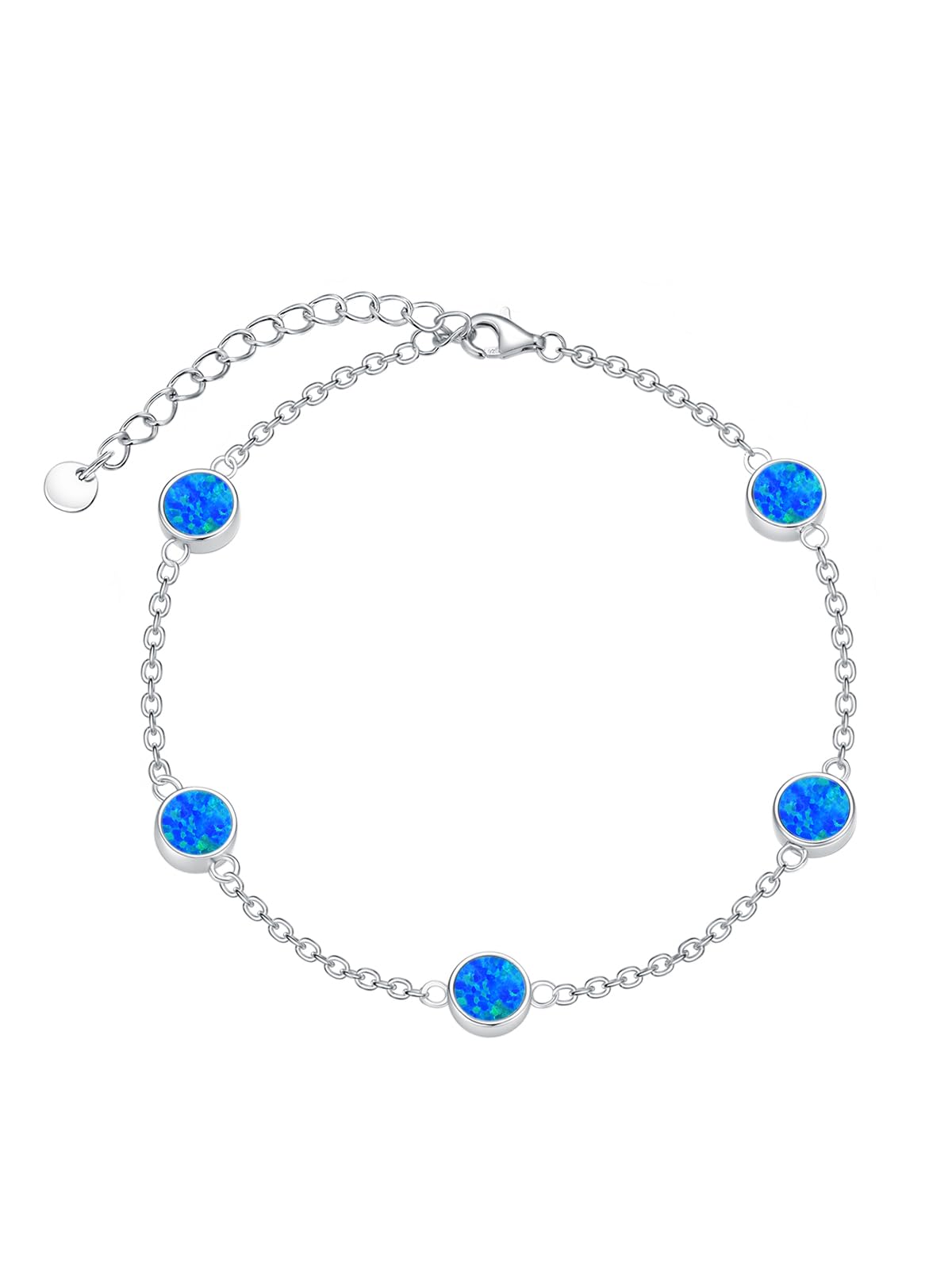 Dorunmo Ankle Bracelet for Women 925 Sterling Silver Natural Stone Bracelet Anklet Summer Beach Jewelry Birthday Gifts for Mom