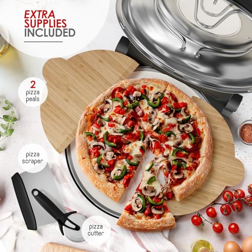 Eatex Electric Pizza Oven Indoor, 12 Inch Countertop Pizza Oven, Portable Stone Pizza Oven, Heats up to 790°F for Crispy Crust, Pizza Maker Machine for Home – Black - Thumbnail 5