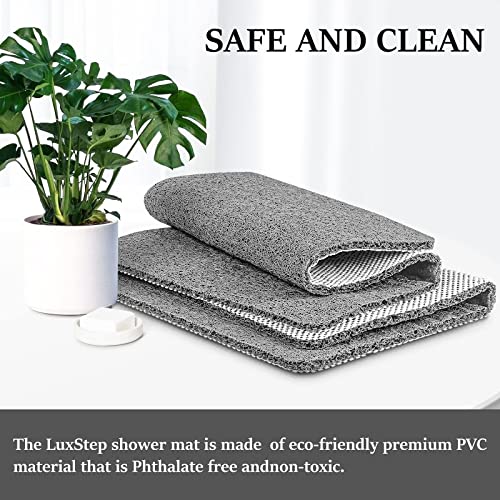 LuxStep Shower Mat Bathtub Mat,24x16 inch, Non-Slip Bath Mat with Drain, Quick Drying PVC Loofah Bathmat for Tub,Shower,Bathroom (Phthalate Free,Grey) - Thumbnail 4