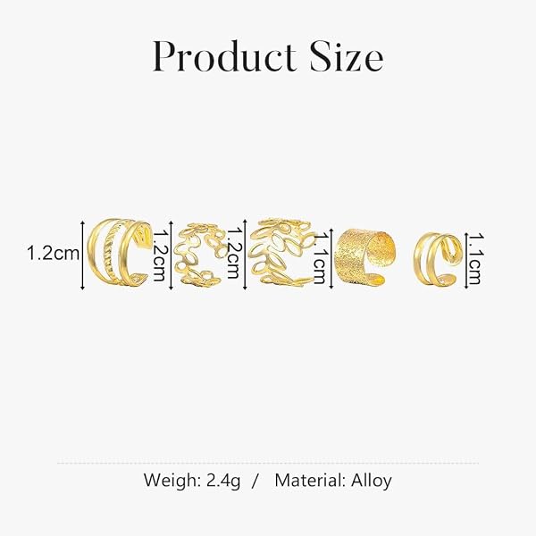 Set di orecchini ear cuff diversi color oro - 3