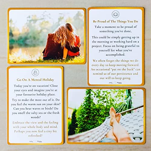 Jolly Piggy 35 Day Mindfulness Challenge Cards, Anxiety Relief Gift for Women, Men & Teens Bonus Wellness Ebook