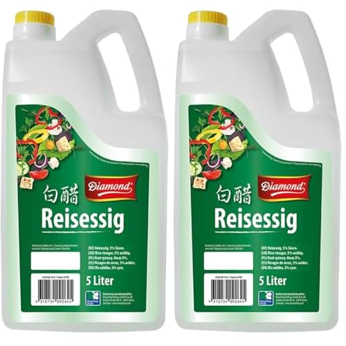 DIAMOND Reisessig 5% Säure, Essig zum Würzen und Verfeinern von Sushi Reis, Vegan - 1 x 5 l (Packung mit 2)