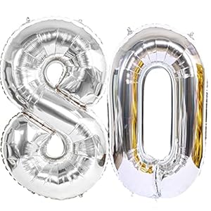 Helium Luftballon 80 Silber Geburtstagsdeko 40″ 80 Geburtstag Party Deko Supplies,ballon 80 geburtstag ,80 luftballon silber folienballon 80 geburtstag frau mann ballon 80 geburtstag frauen(80)