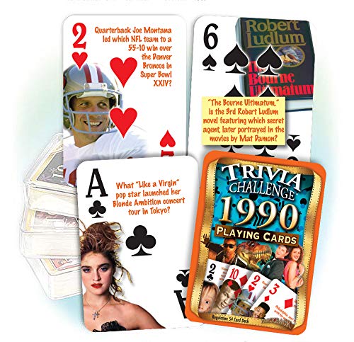 Flickback 1990 Trivia Playing Cards for Birthday or Anniversary