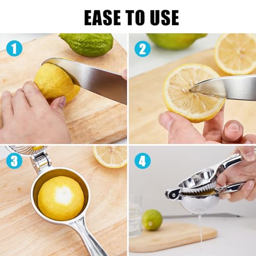COKORA Lemon Squeezer Manual, Large Handheld Metal Lemon Juicer Squeezer Dishwasher Safe, Heavy Duty Lemon Press Squeezer is Suitable for Lemon, Lime, and Citrus,Easy to Use and Clean - Silver by COKORA - Image 4