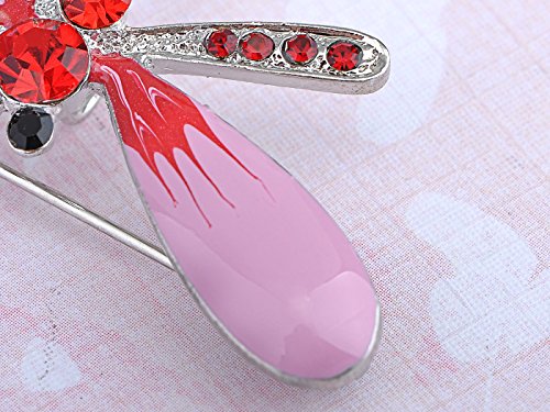 Alilang Fuchsia Enamel and Red Crystal Dragonfly Brooch #TOP12
