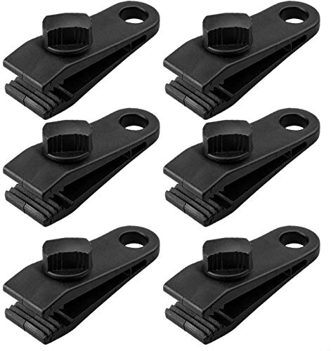 GQC Set de Pinzas para Lonas,Juego de 6 Piezas, Soporte Clip de fijación del Tensor para Lona, Negro,