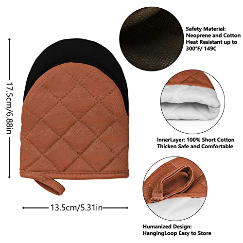 Neoprene Mini Oven Mitts, 2 Pack Short Small Cotton Half Finger Hand Mits With Hang Lanyard, Heat Resistant Hot Pad Gloves For Kitchen #TOP4