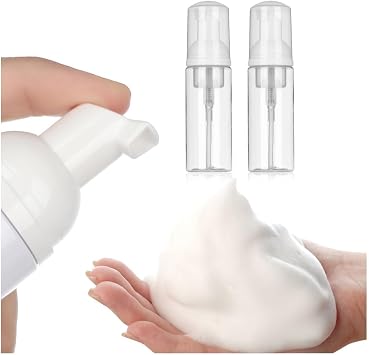 Set of 2 Foam Pump Bottles 60ml Transparent Soap Dispenser Foam 60ml Transparent Empty Spray Bottle Foam Hand Soap Dispenser Bottle Refillable Refill Container Foam Soap Pump Dispenser Bottle Travel