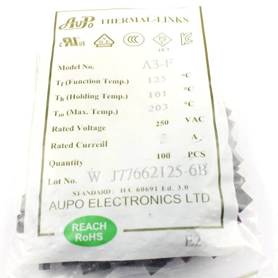 100 Pcs Thermal Fuse Cutoff TF 125 Degree 250V 2A A3-F