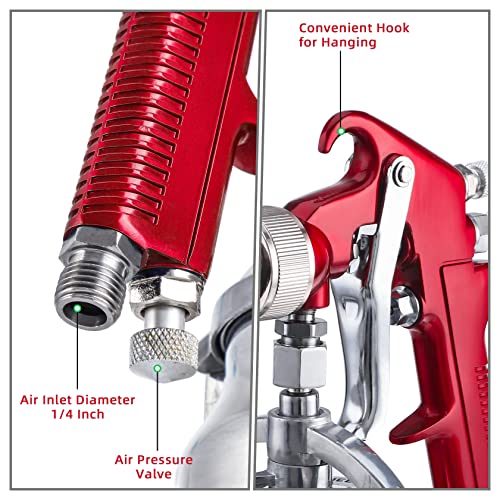 Carbole CB-10913016 Suction Paint Sprayer Gun - 1000Cc Capacity Cup With 1.3Mm 1.7Mm 2.0Mm Nozzles Professional Air Spray System thumb #4